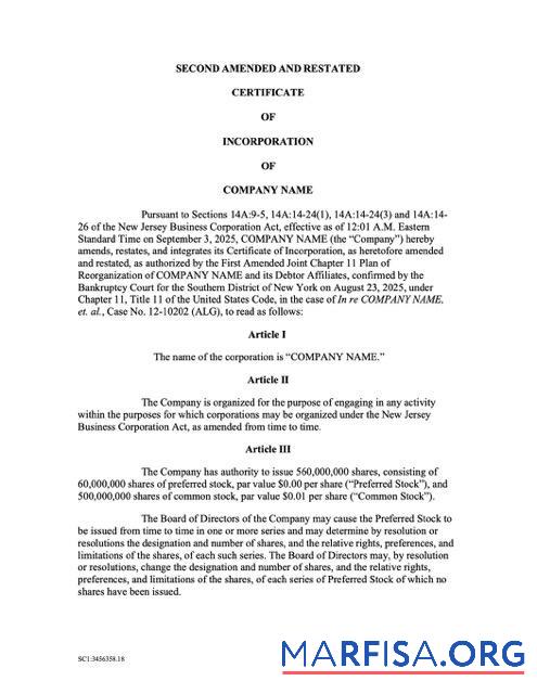 Realistic USA New Jersey certificate of incorporation Word and PDF template